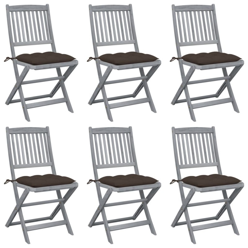 vidaXL Klappbare Gartenstühle 6 Stk. mit Kissen Massivholz Akazie vidaXL Klappbare Gartenstühle 6 Stk. mit Kissen Massivholz Akazie