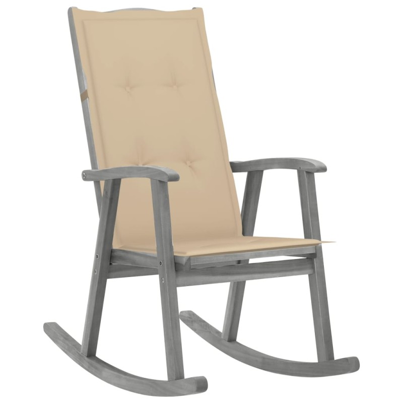 vidaXL Schaukelstuhl mit Auflage Grau Massivholz Akazie vidaXL Schaukelstuhl mit Auflage Grau Massivholz Akazie