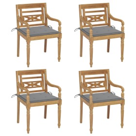vidaXL Batavia-Stühle mit Kissen 4 Stk. Massivholz Teak
