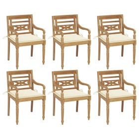 vidaXL Batavia-Stühle mit Kissen 6 Stk. Massivholz Teak