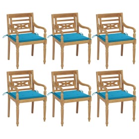 vidaXL Batavia-Stühle mit Kissen 6 Stk. Massivholz Teak