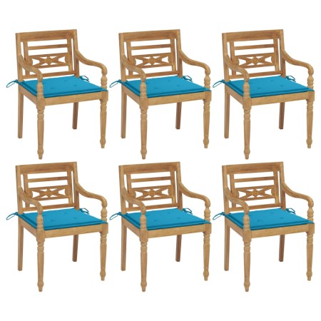 vidaXL Batavia-Stühle mit Kissen 6 Stk. Massivholz Teak