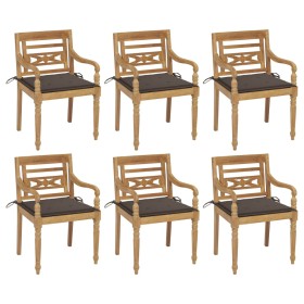 vidaXL Batavia-Stühle mit Kissen 6 Stk. Massivholz Teak