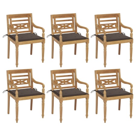 vidaXL Batavia-Stühle mit Kissen 6 Stk. Massivholz Teak