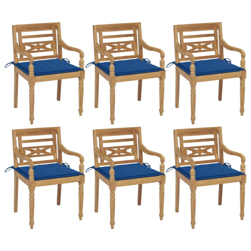 vidaXL Batavia-Stühle mit Kissen 6 Stk. Massivholz Teak vidaXL Batavia-Stühle mit Kissen 6 Stk. Massivholz Teak