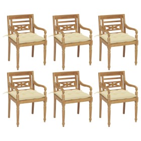vidaXL Batavia-Stühle mit Kissen 6 Stk. Massivholz Teak