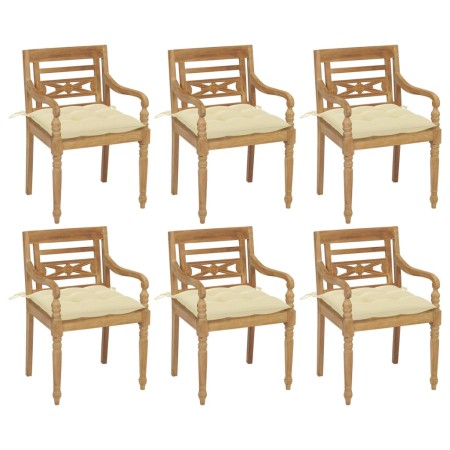 vidaXL Batavia-Stühle mit Kissen 6 Stk. Massivholz Teak