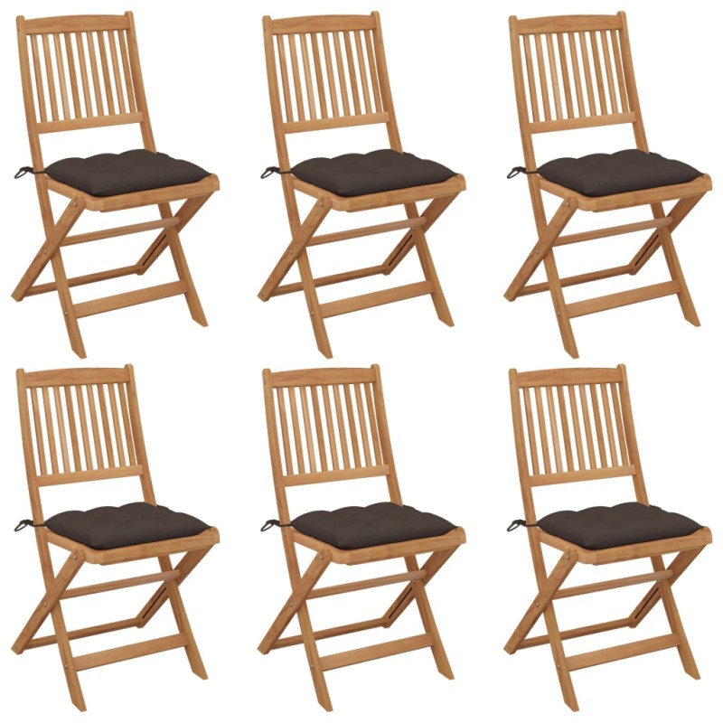 vidaXL Klappbare Gartenstühle 6 Stk. mit Kissen Massivholz Akazie vidaXL Klappbare Gartenstühle 6 Stk. mit Kissen Massivholz Akazie