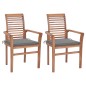 vidaXL Essstühle 2 Stk. mit Grauen Kissen Massivholz Teak vidaXL Essstühle 2 Stk. mit Grauen Kissen Massivholz Teak