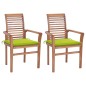 vidaXL Essstühle 2 Stk. mit Hellgrünen Kissen Massivholz Teak vidaXL Essstühle 2 Stk. mit Hellgrünen Kissen Massivholz Teak