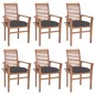 vidaXL Essstühle 6 Stk. mit Anthrazit Kissen Massivholz Teak vidaXL Essstühle 6 Stk. mit Anthrazit Kissen Massivholz Teak