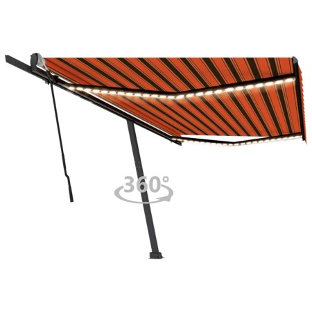 vidaXL Markise Manuell Einziehbar mit LED 500x300 cm Orange Braun