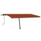vidaXL Markise Manuell Einziehbar mit LED 500x300 cm Orange Braun vidaXL Markise Manuell Einziehbar mit LED 500x300 cm Orange Braun