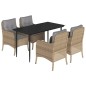 vidaXL 5-tlg. Garten-Essgruppe mit Kissen Beige Poly Rattan vidaXL 5-tlg. Garten-Essgruppe mit Kissen Beige Poly Rattan