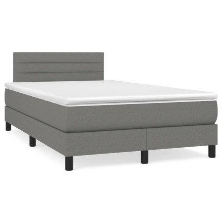 vidaXL Boxspringbett mit Matratze & LED Dunkelgrau 120x190 cm Stoff