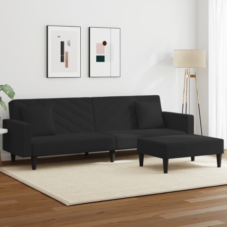 vidaXL 2-tlg. Sofagarnitur mit Kissen Schwarz Samt