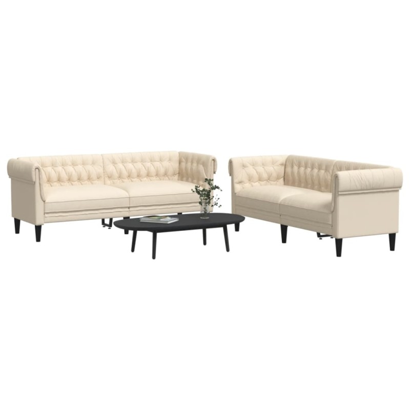 vidaXL 2-tlg. Sofagarnitur Creme Stoff vidaXL 2-tlg. Sofagarnitur Creme Stoff