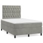 vidaXL Boxspringbett mit Matratze Hellgrau 120x190 cm Samt vidaXL Boxspringbett mit Matratze Hellgrau 120x190 cm Samt