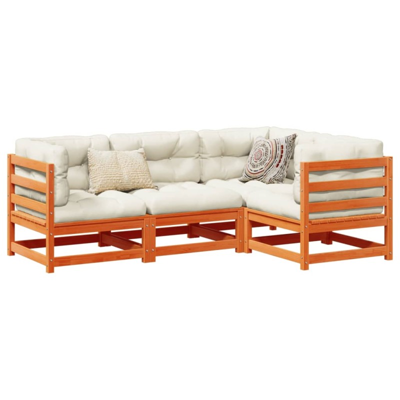 vidaXL 4-tlg. Garten-Sofagarnitur Wachsbraun Massivholz Kiefer vidaXL 4-tlg. Garten-Sofagarnitur Wachsbraun Massivholz Kiefer