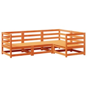 vidaXL 4-tlg. Garten-Sofagarnitur Wachsbraun Massivholz Kiefer