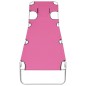 vidaXL Klappbare Sonnenliege mit Kopfkissen Stahl Magento Rosa vidaXL Klappbare Sonnenliege mit Kopfkissen Stahl Magento Rosa