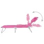 vidaXL Klappbare Sonnenliege mit Kopfkissen Stahl Magento Rosa vidaXL Klappbare Sonnenliege mit Kopfkissen Stahl Magento Rosa
