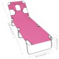vidaXL Klappbare Sonnenliege mit Kopfkissen Stahl Magento Rosa vidaXL Klappbare Sonnenliege mit Kopfkissen Stahl Magento Rosa