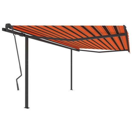 vidaXL Markise Manuell Einziehbar mit Pfosten 4x3,5 m Orange & Braun