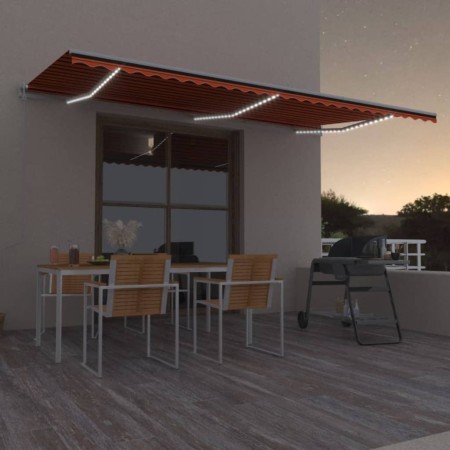 vidaXL Automatische Markise mit LED & Windsensor 600x350 Orange/Braun