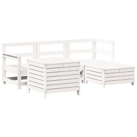 vidaXL 5-tlg. Garten-Sofagarnitur Weiß Massivholz Kiefer