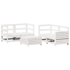 vidaXL 5-tlg. Garten-Sofagarnitur Weiß Massivholz Kiefer