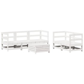 vidaXL 6-tlg. Garten-Sofagarnitur Weiß Massivholz Kiefer