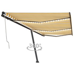 Automatische Markise mit LED & Windsensor 600x350 cm Gelb/Weiß