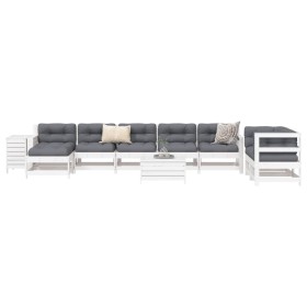 vidaXL 10-tlg. Garten-Sofagarnitur Weiß Massivholz Kiefer