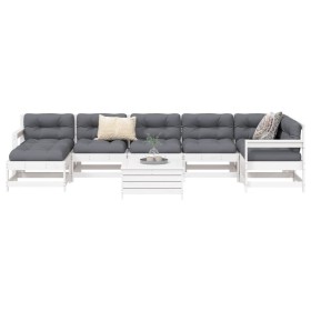 vidaXL 8-tlg. Garten-Sofagarnitur Weiß Massivholz Kiefer