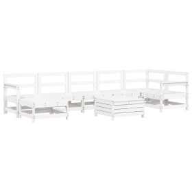 vidaXL 8-tlg. Garten-Sofagarnitur Weiß Massivholz Kiefer