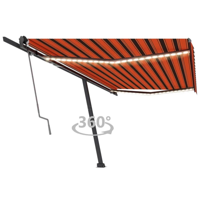 Automatische Markise mit LED Windsensor 500x300 cm Orange/Braun Automatische Markise mit LED Windsensor 500x300 cm Orange/Braun