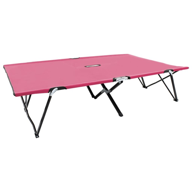 vidaXL Doppelliege Klappbar Rosa Stahl vidaXL Doppelliege Klappbar Rosa Stahl