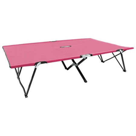 vidaXL Doppelliege Klappbar Rosa Stahl