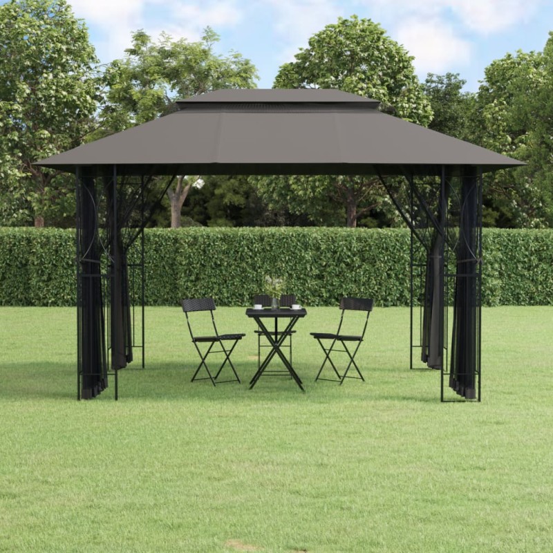 vidaXL Pavillon mit Seitenwänden Anthrazit 400x300x270 cm Stahl vidaXL Pavillon mit Seitenwänden Anthrazit 400x300x270 cm Stahl