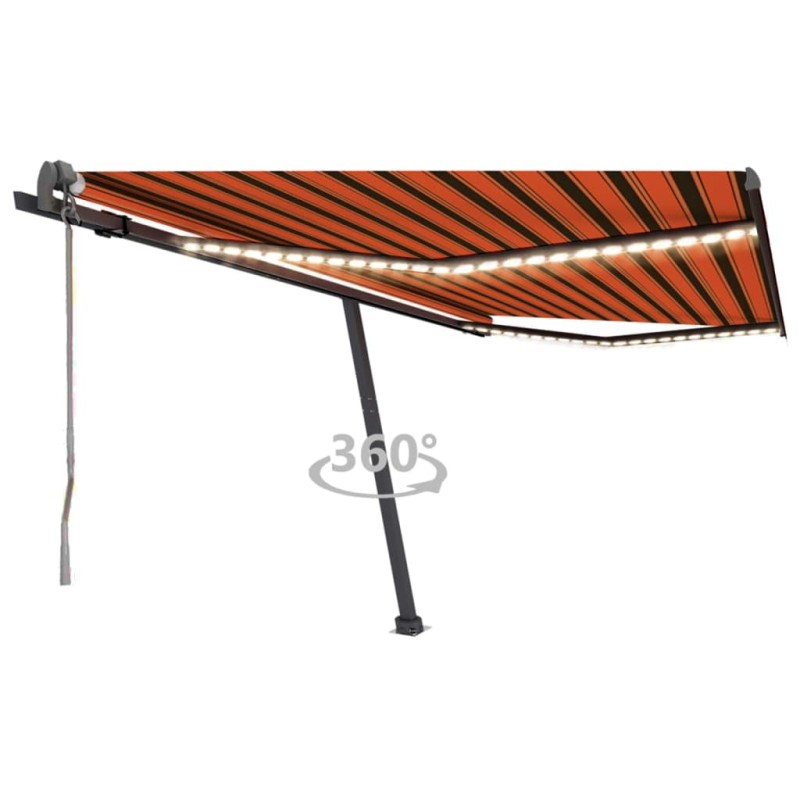vidaXL Automatische Markise mit LED & Windsensor 400x350 Orange/Braun vidaXL Automatische Markise mit LED & Windsensor 400x350 Orange/Braun