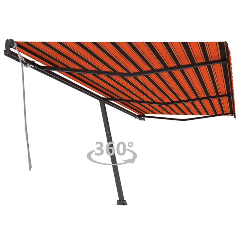 vidaXL Standmarkise Manuell Einziehbar 600x350 cm Orange/Braun vidaXL Standmarkise Manuell Einziehbar 600x350 cm Orange/Braun