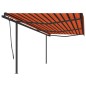 vidaXL Markise Manuell Einziehbar mit Pfosten 6x3,5 m Orange Braun