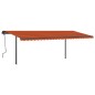 vidaXL Markise Manuell Einziehbar mit Pfosten 6x3,5 m Orange Braun