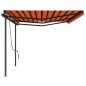 vidaXL Markise Manuell Einziehbar mit Pfosten 6x3,5 m Orange Braun