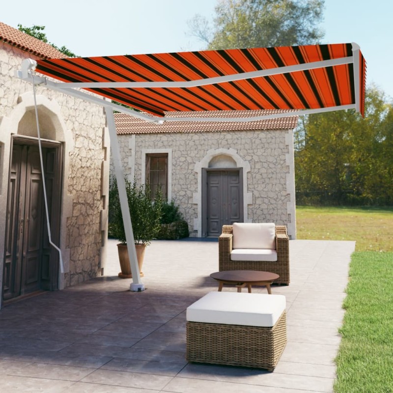 vidaXL Standmarkise Manuell Einziehbar 400x350 cm Orange/Braun vidaXL Standmarkise Manuell Einziehbar 400x350 cm Orange/Braun