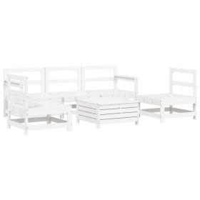 vidaXL 6-tlg. Garten-Sofagarnitur Weiß Massivholz Kiefer
