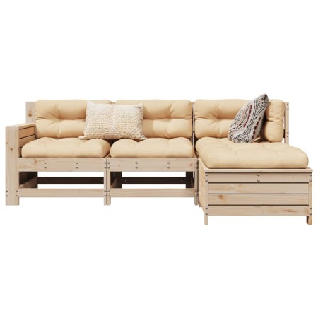 vidaXL 4-tlg. Garten-Sofagarnitur Massivholz Kiefer