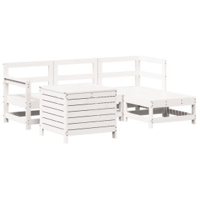 vidaXL 5-tlg. Garten-Sofagarnitur Weiß Massivholz Kiefer
