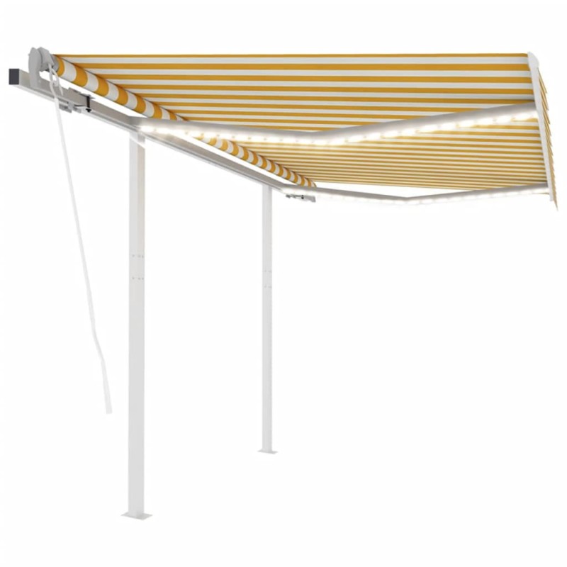 vidaXL Automatische Markise mit LED & Windsensor 3,5x2,5 m Gelb/Weiß vidaXL Automatische Markise mit LED & Windsensor 3,5x2,5 m Gelb/Weiß